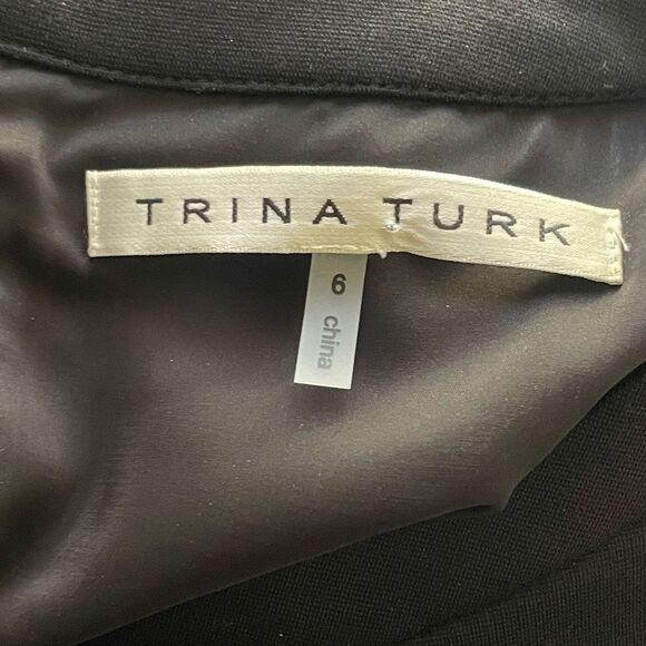 TRINA TURK Elegant Fully Lined Black Dress, 2 Front Cutouts, Back Zipper, Size 6 - Picture 3 of 9